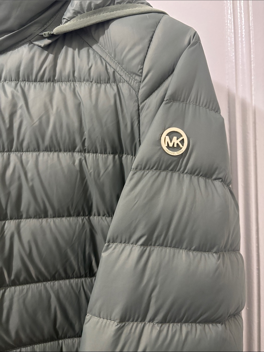 Michael Kors Sage Green Packable Puffer Jacket